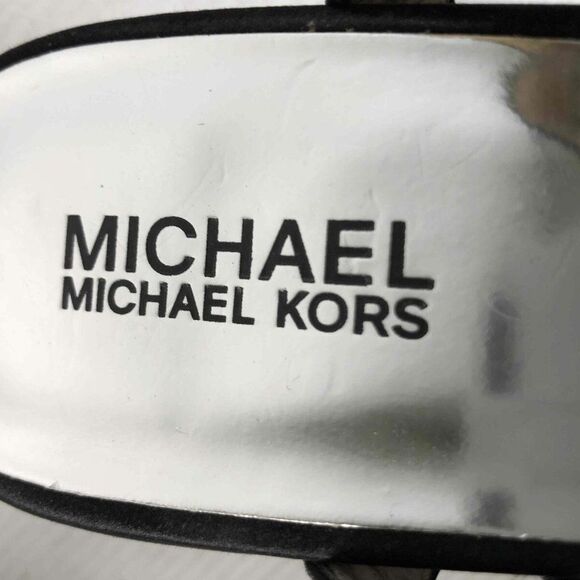 Michael Kors Black Fabric Satin Open Toe Buckle Ankle Stiletto Heel Sandals 9M - Picture 8 of 9